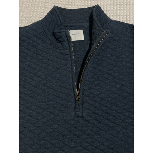 Billy Reid Diamond Quilt Half Zip Sweater Men’s Carbon Blue XXL Pullover - Picture 12 of 16